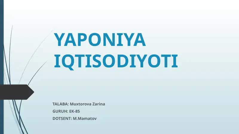 YAPONIYA IQTISODIYOTI