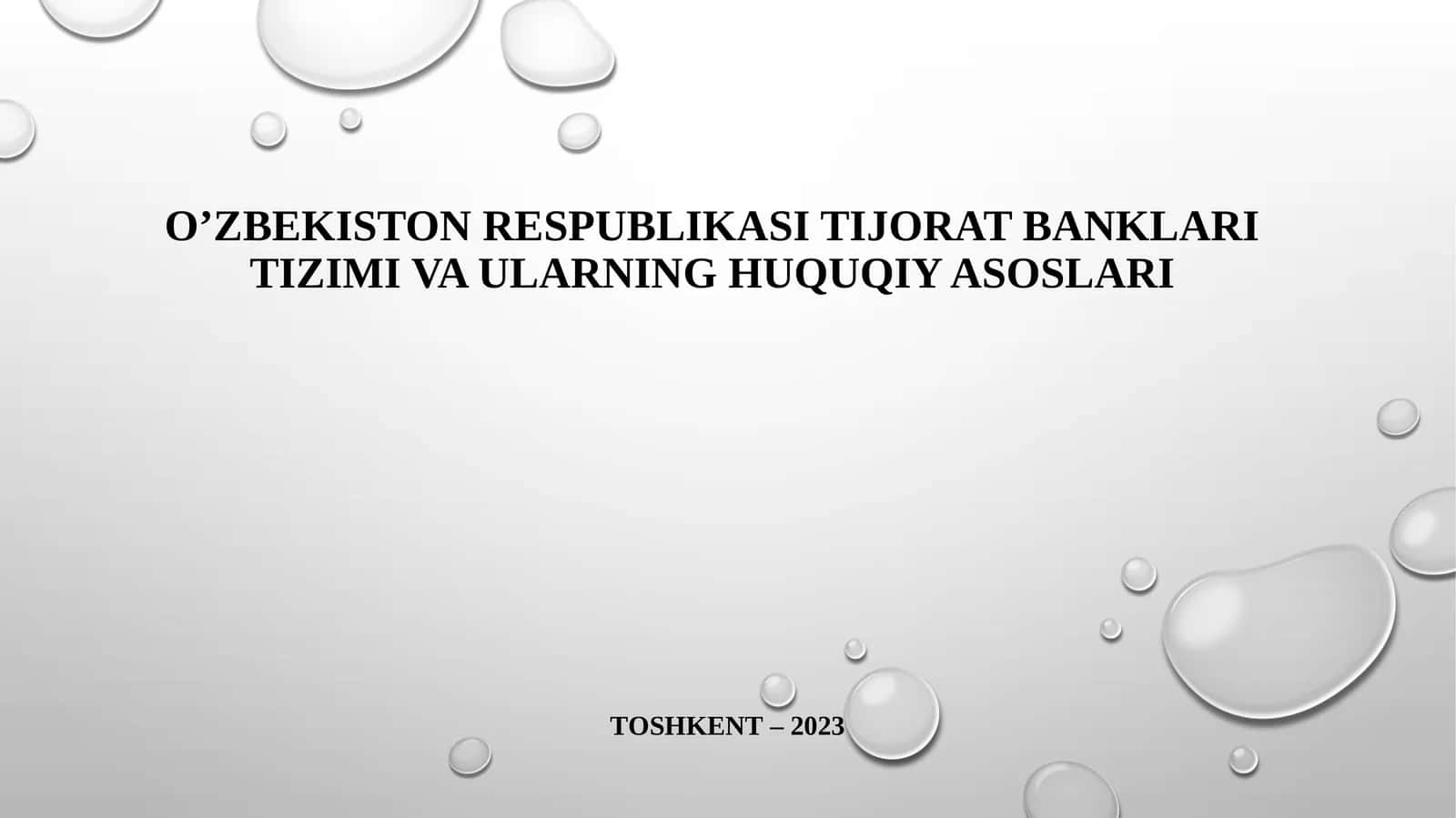 O’zbekiston respublikasi tijorat banklari tizimi va ularning huquqiy asoslari