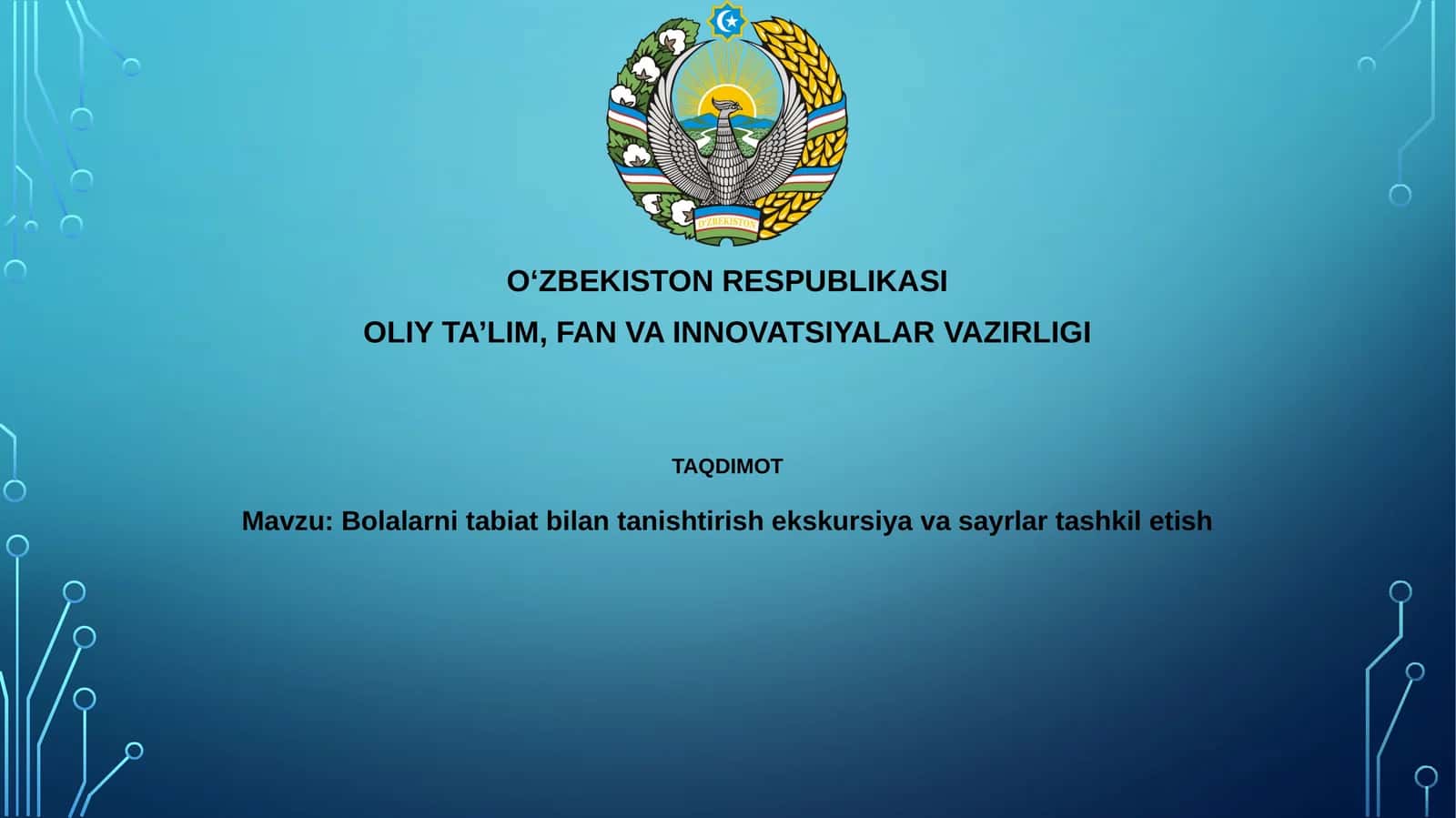 Bolalarni tabiat bilan tanishtirish ekskursiyavasiyrlartashkiletish