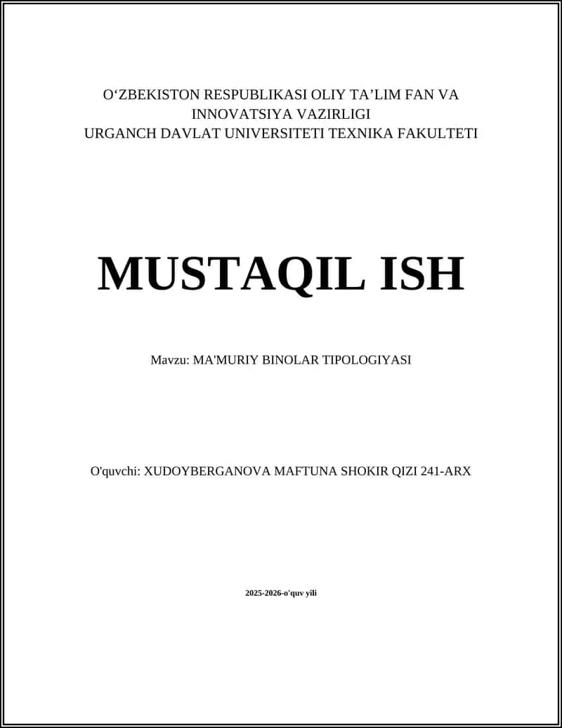 MA'MURIY BINOLAR TIPOLOGIYASI