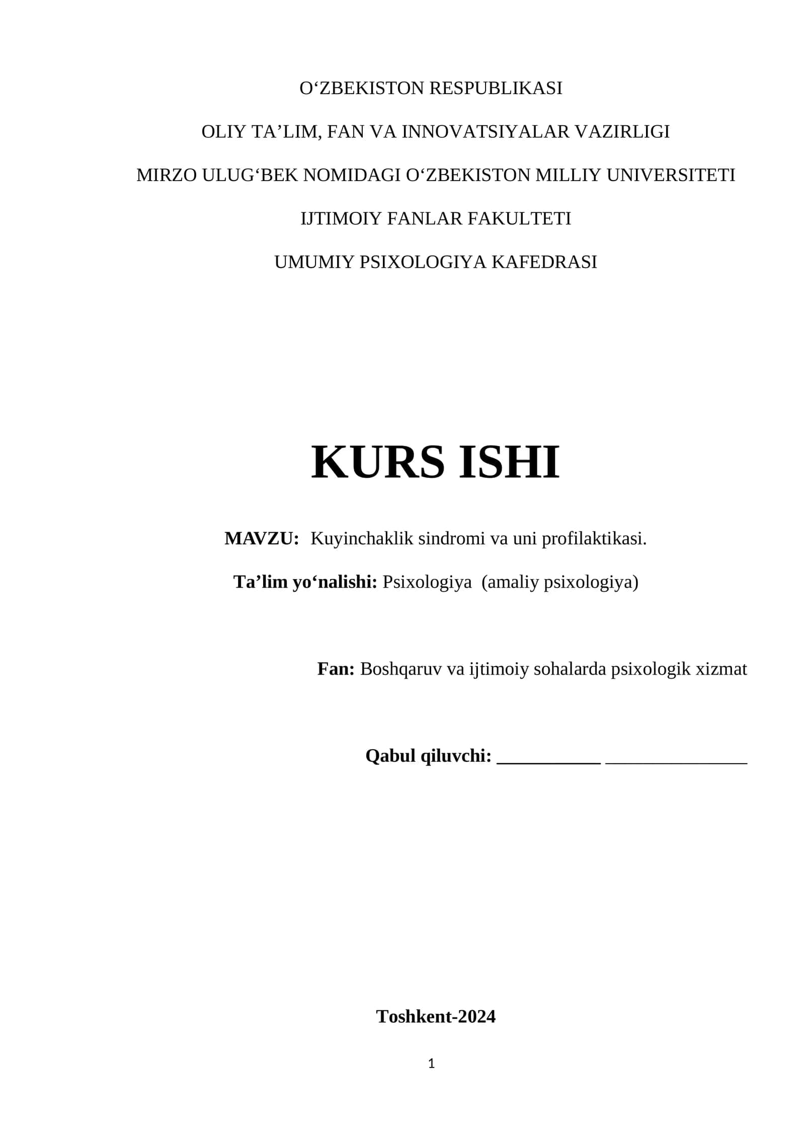 Kuyinchaklik sindromi va uni profilaktikasi
