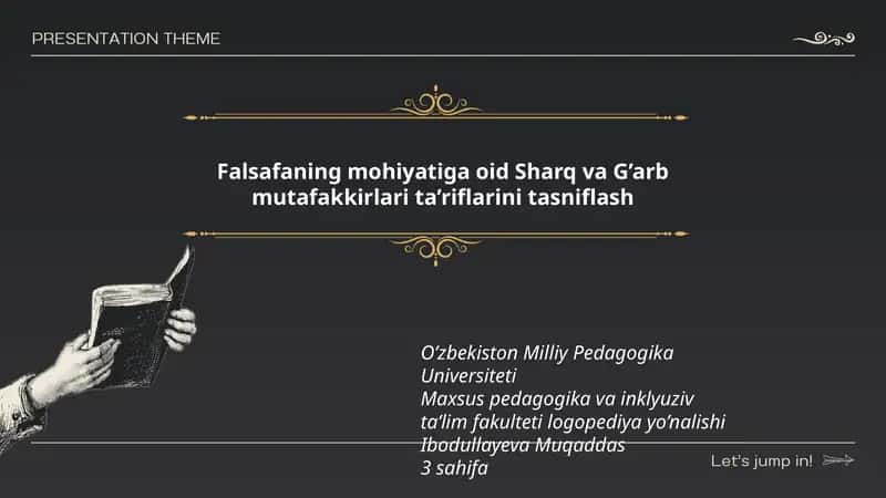 Falsafaning mohiyatiga oid Sharq va G’arb mutafakkirlari ta’riflarini tasniflash