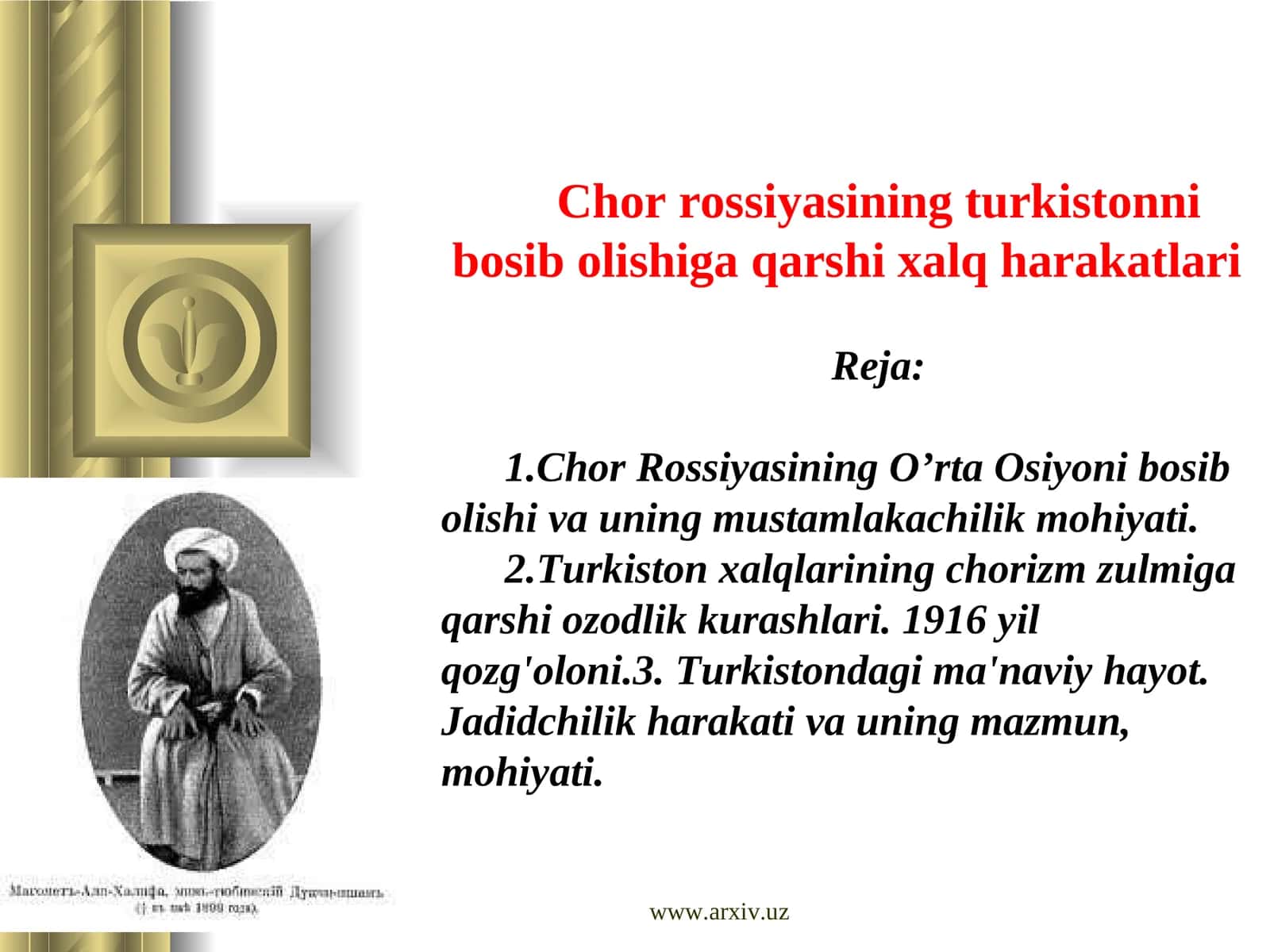 Turkiston Xalqlarining Chorizm Zulmiga Qarshi Ozodlik Kurashlari