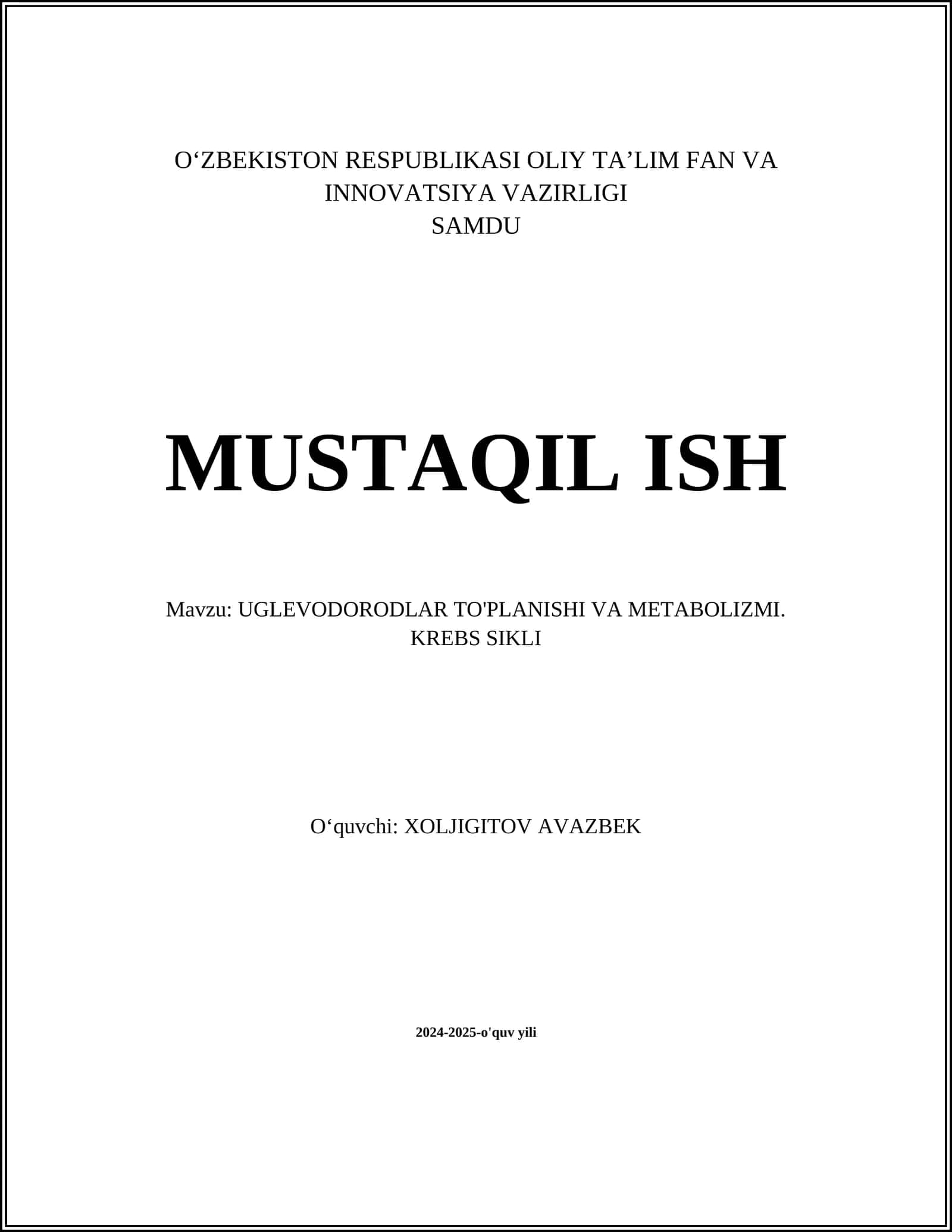 Uglevodorodlar to'plamishi va metabolizmi