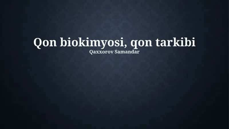 Qon biokimyosi, qon tarkibi