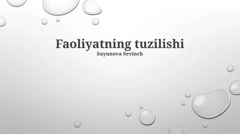 Faoliyatning tuzilishi