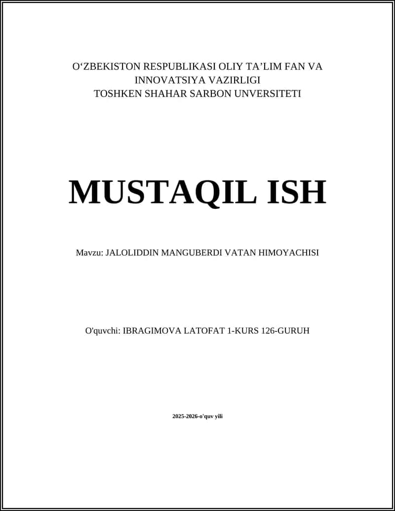 Jaloliddin Manguberdi Vatan Himoyachisi