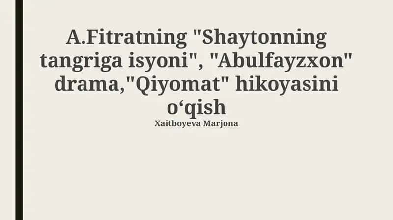 Fitratning asarlari
