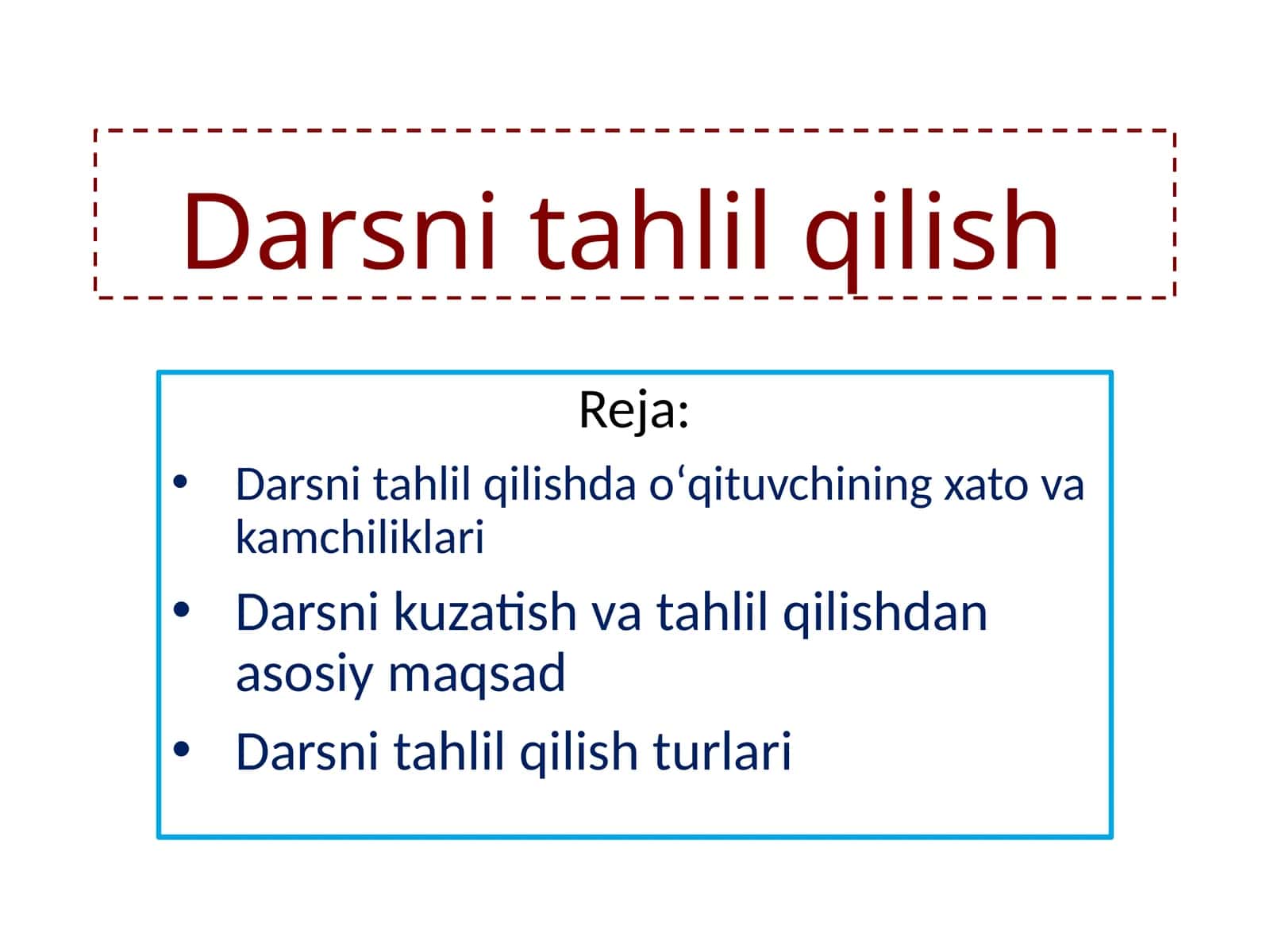 Darsni tahlil qilish