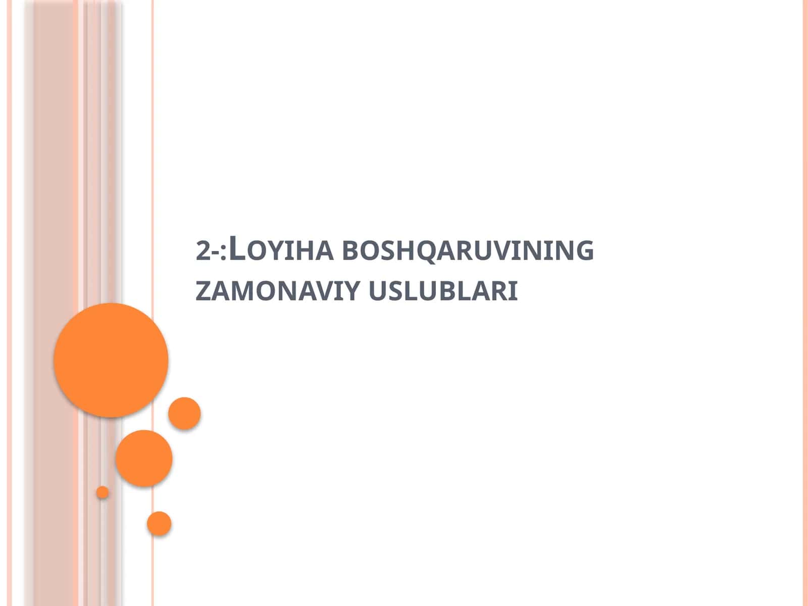 Loyiha boshqaruvining zamonaviy uslublari