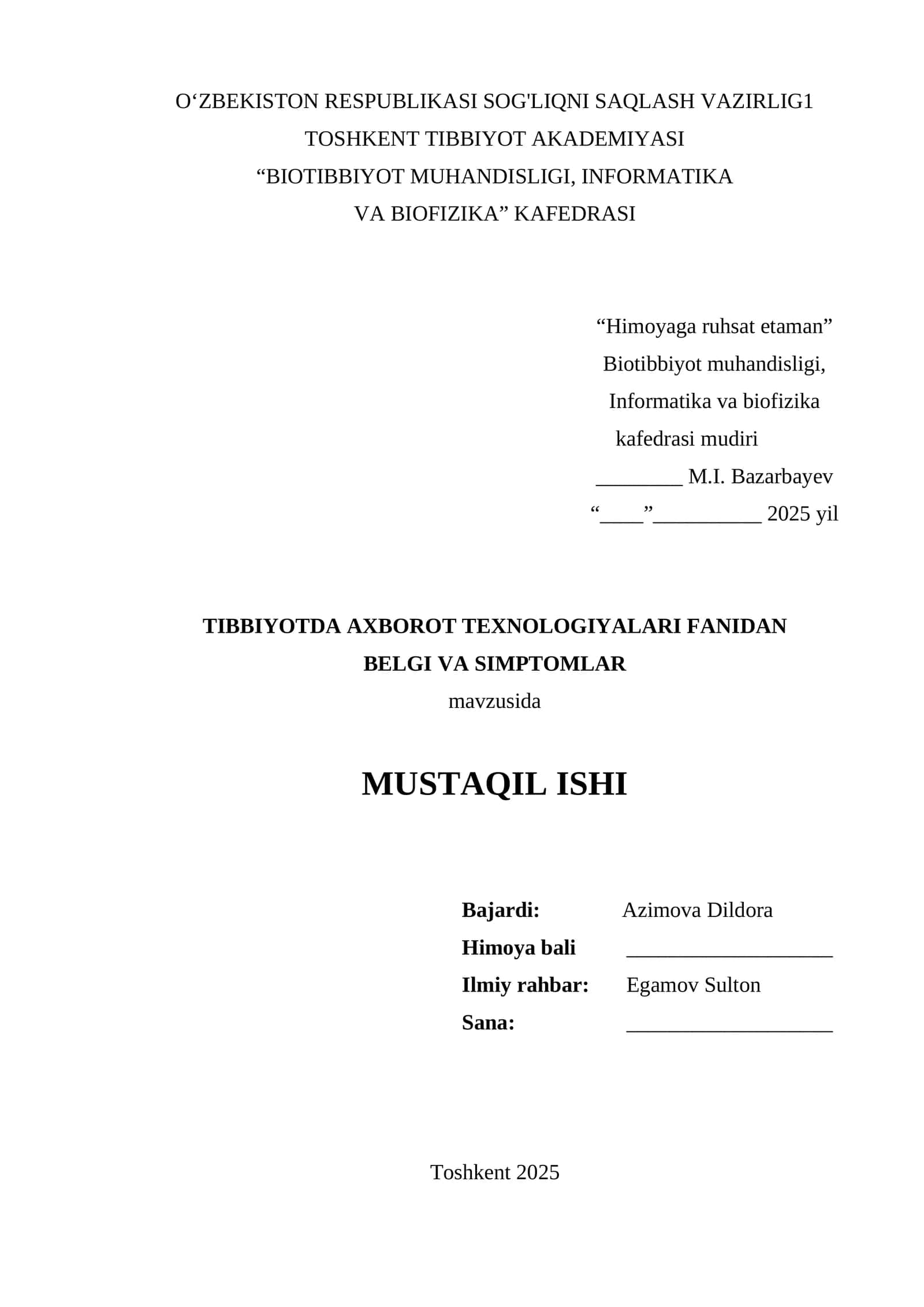 BELGI VA SIMPTOMLAR