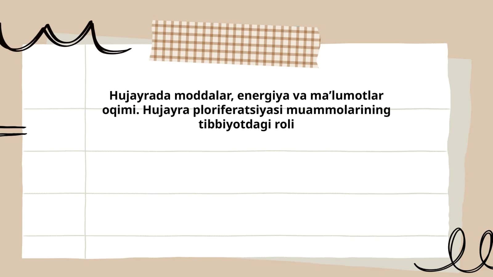 Hujayrada moddalar, energiya va maʼlumotlar oqimi. Hujayra ploriferatsiyasi muammolarining tibbiyotdagi roli