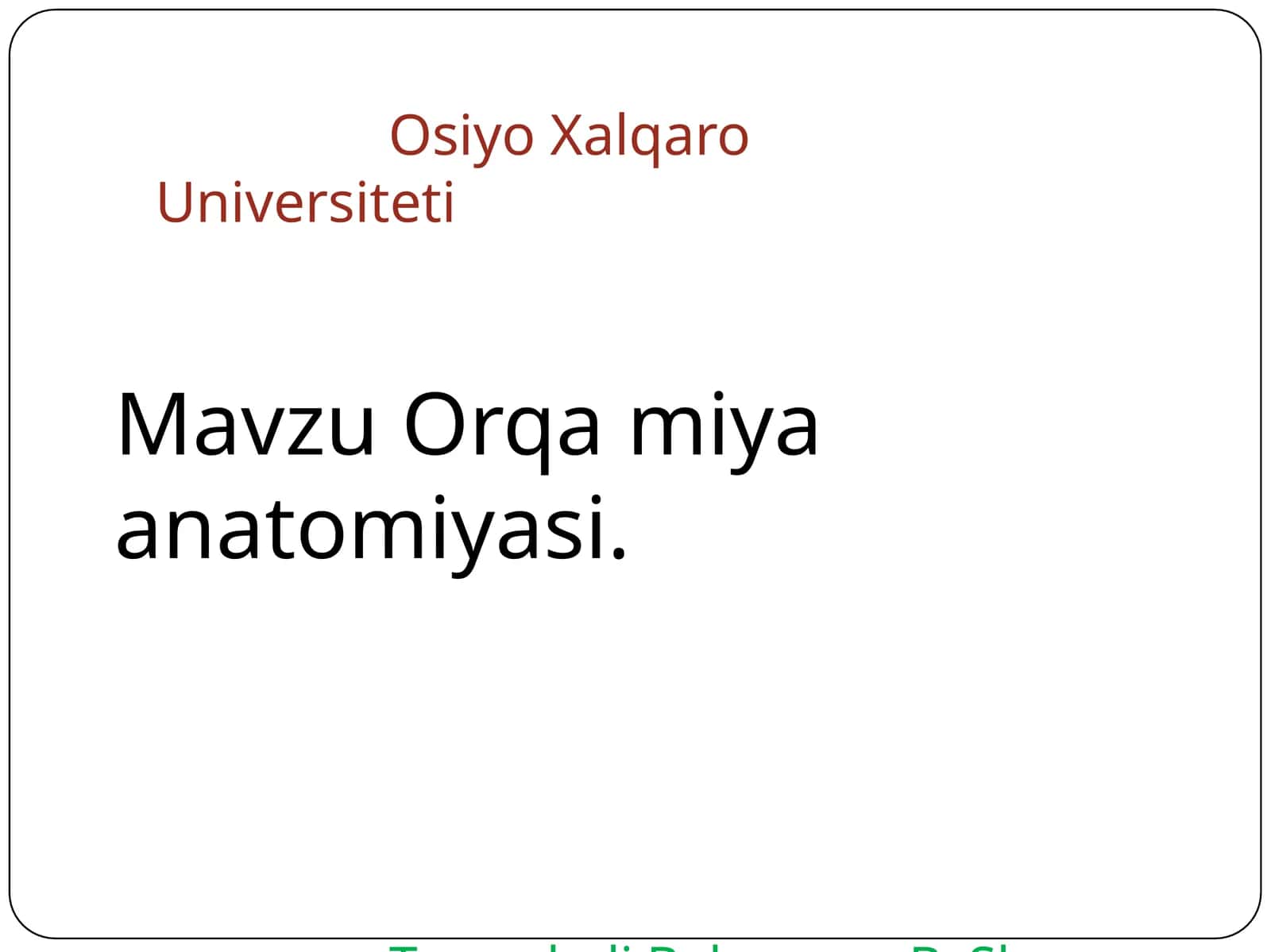 Orqamiya anatomiyasi