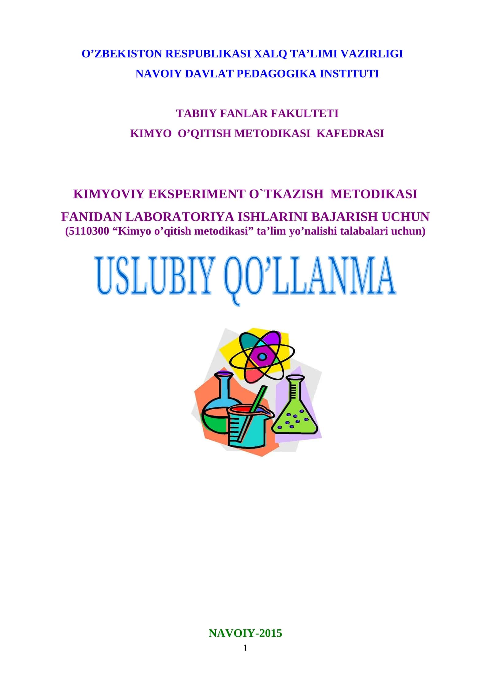 Kimyo o’qitish metodikasi