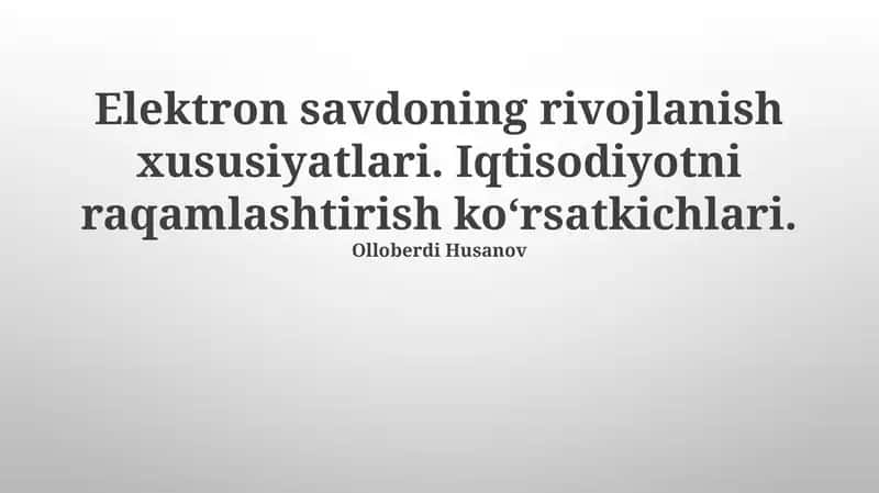 Raqamli Iqtisodiyot Ko'rsatkichlari