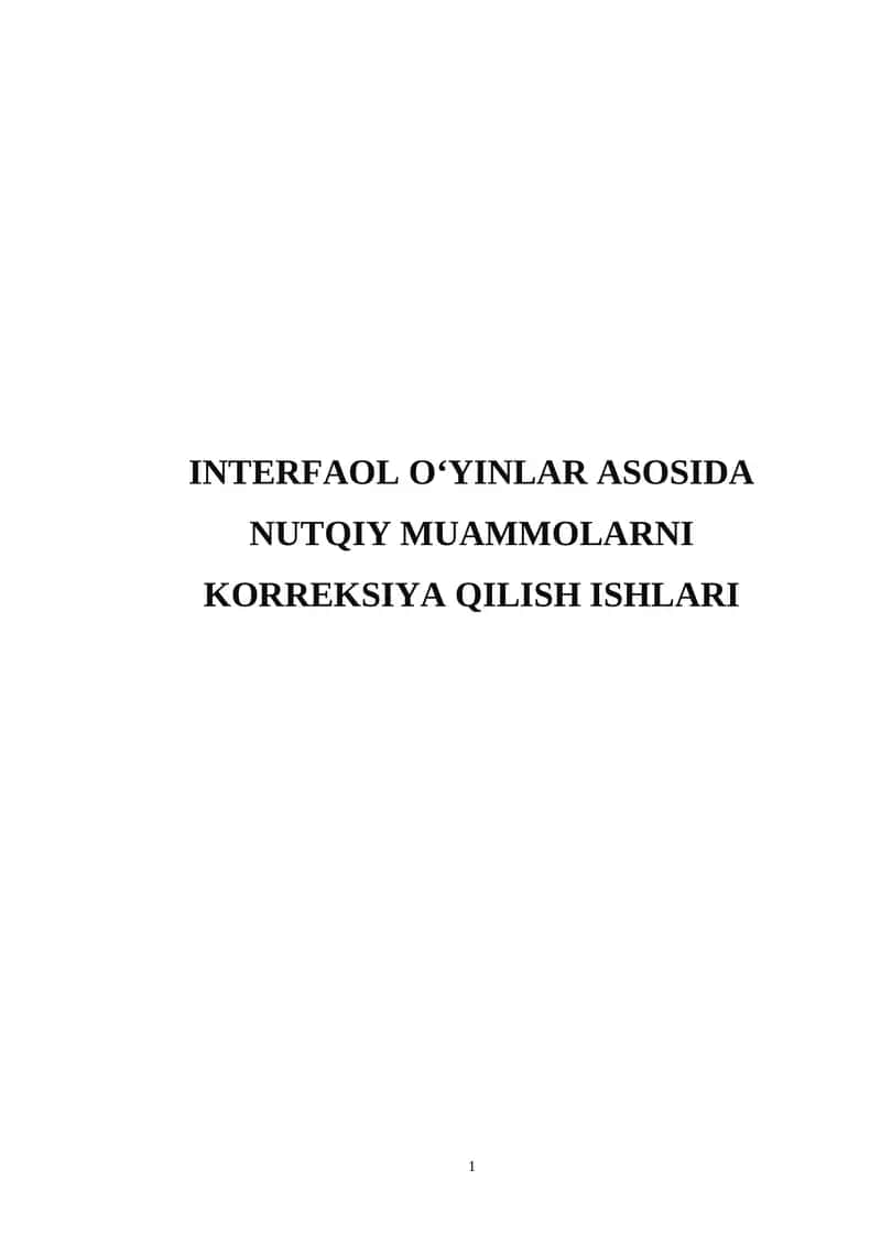 Nutqiy muammolarni korreksiya qilish ishlari