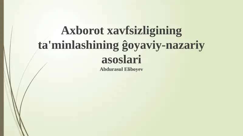 Kriptografiya va axborot xavfsizligi