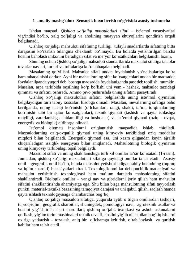 Qishloq xo‘jaligi mahsuloti sifati