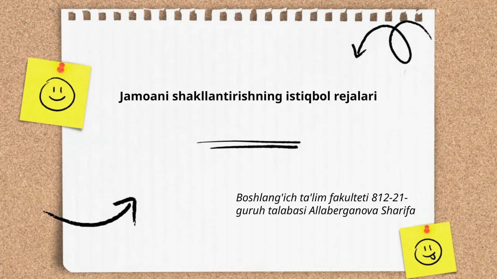 Jamoani shakllantirishning istiqbol rejalari