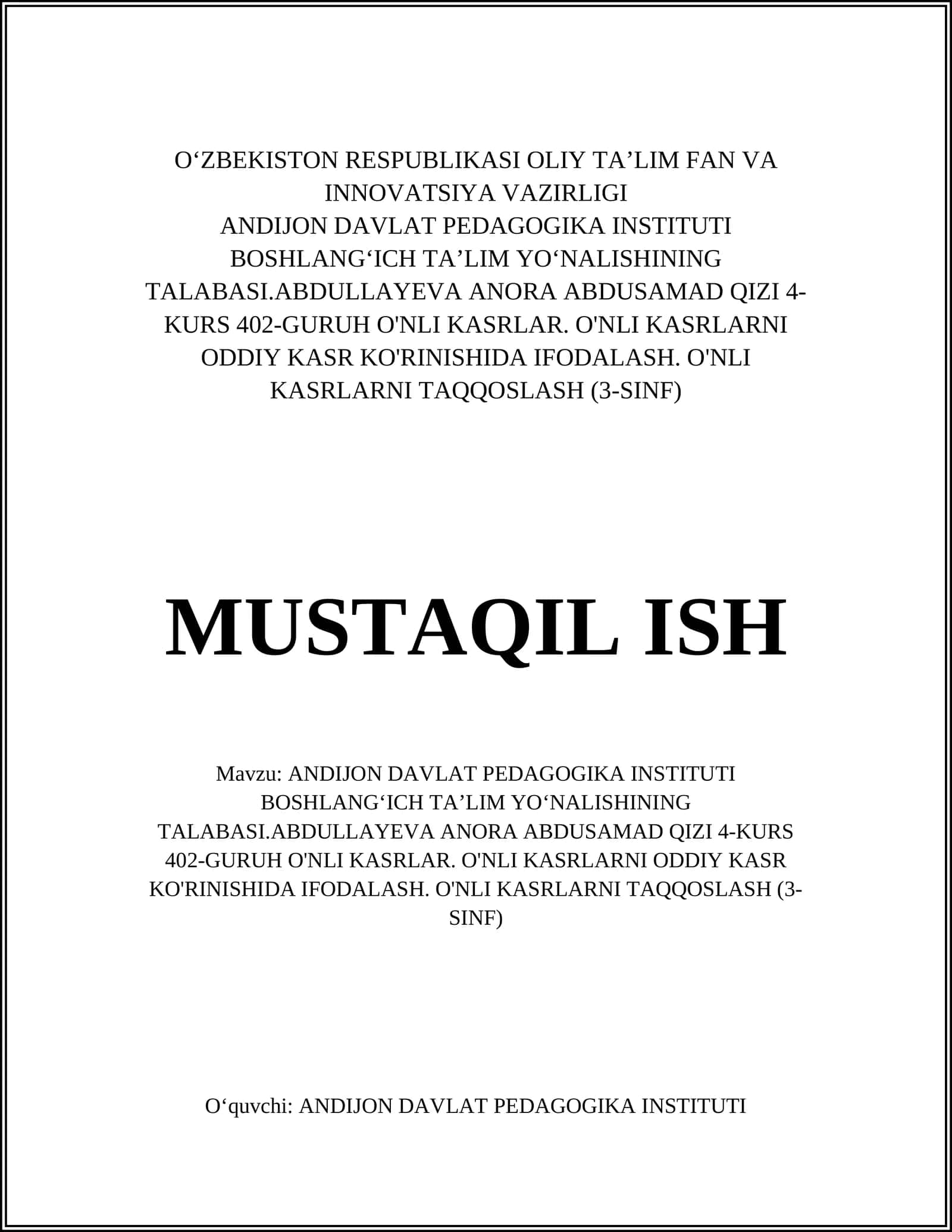 O'nli kasrlar