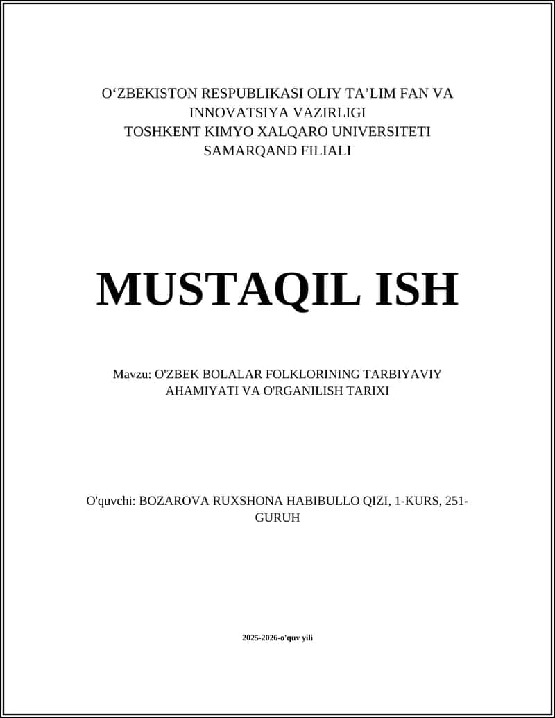 O‘zbek Bolalar Folklori