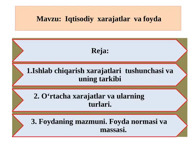 Ishlabchiqarish xarajatlar va foyda