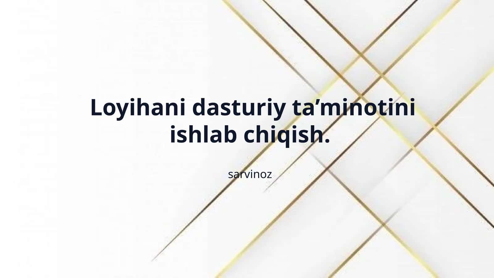 Loyihani dasturiy ta’minotini ishlab chiqish.