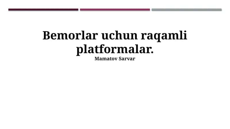 Bemorlar uchun raqamli platformalar