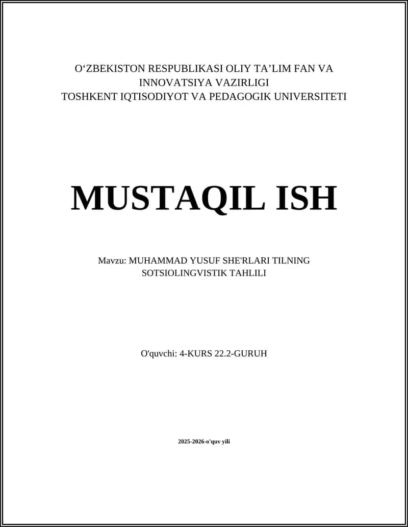 Muhammad Yusuf she'rlari tilining sotsiolingvistik tahlili: ijtimoiy-sinf va sinfiy leksika