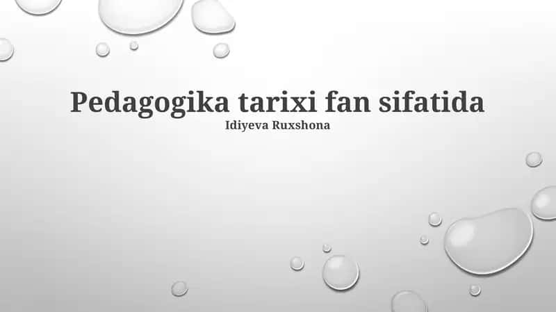 Pedagogika tarixi fan sifatida