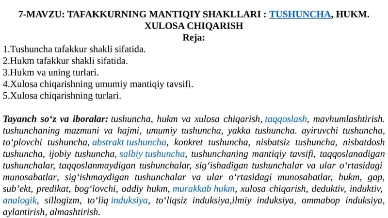 TAFAKKURNING MANTIQIY SHAKLLARI