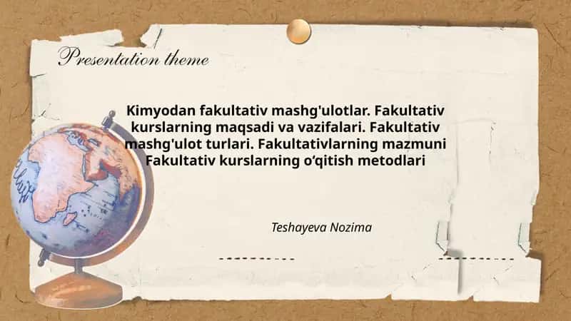 Kimyodan fakultativ mashg'ulotlar