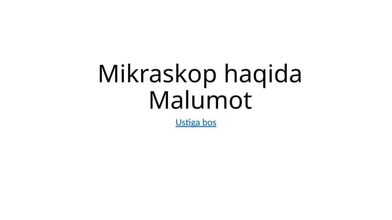 Mikraskop haqida Malumot