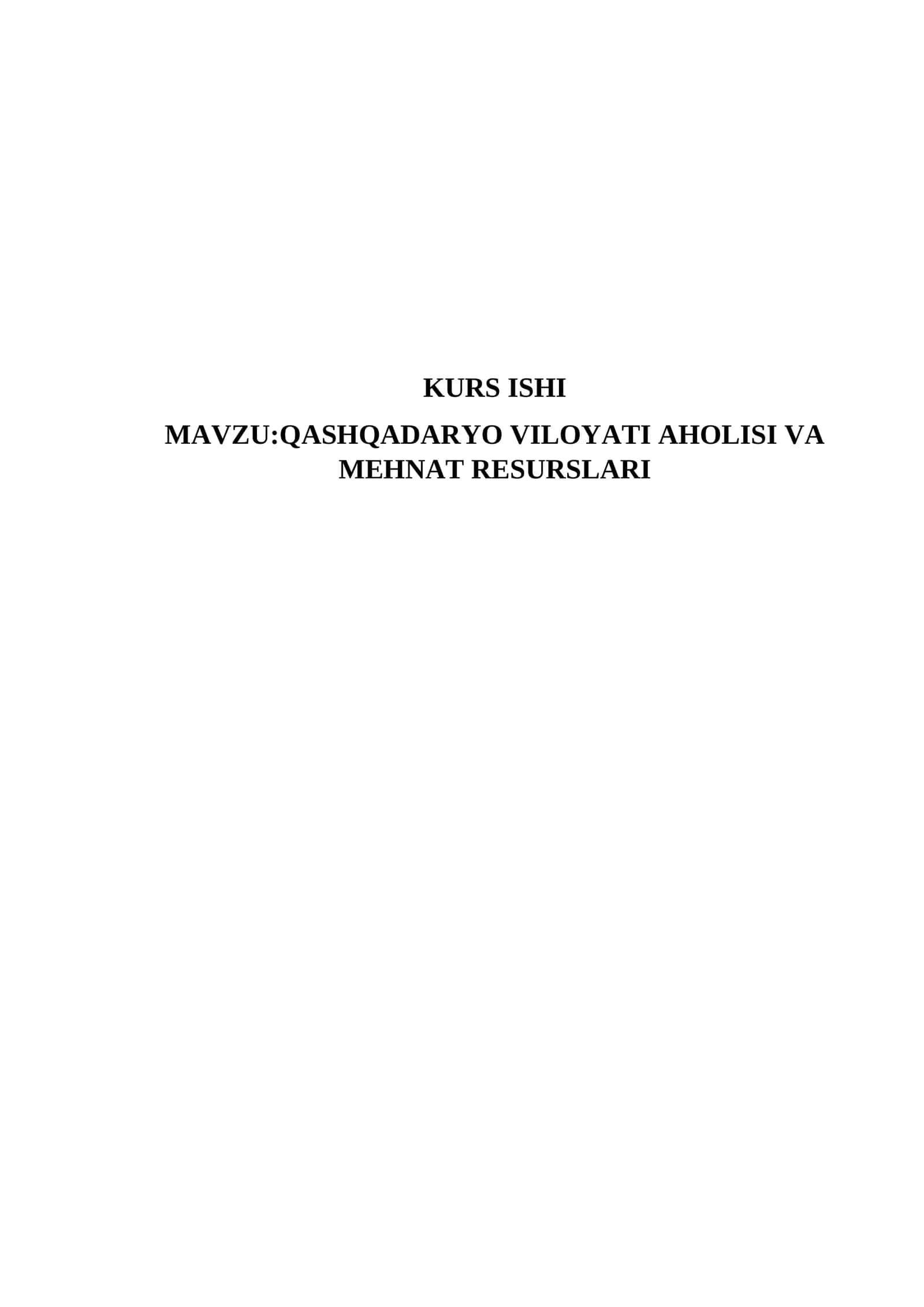 qashqadaryo viloyati aholisi va mehnat resurslari