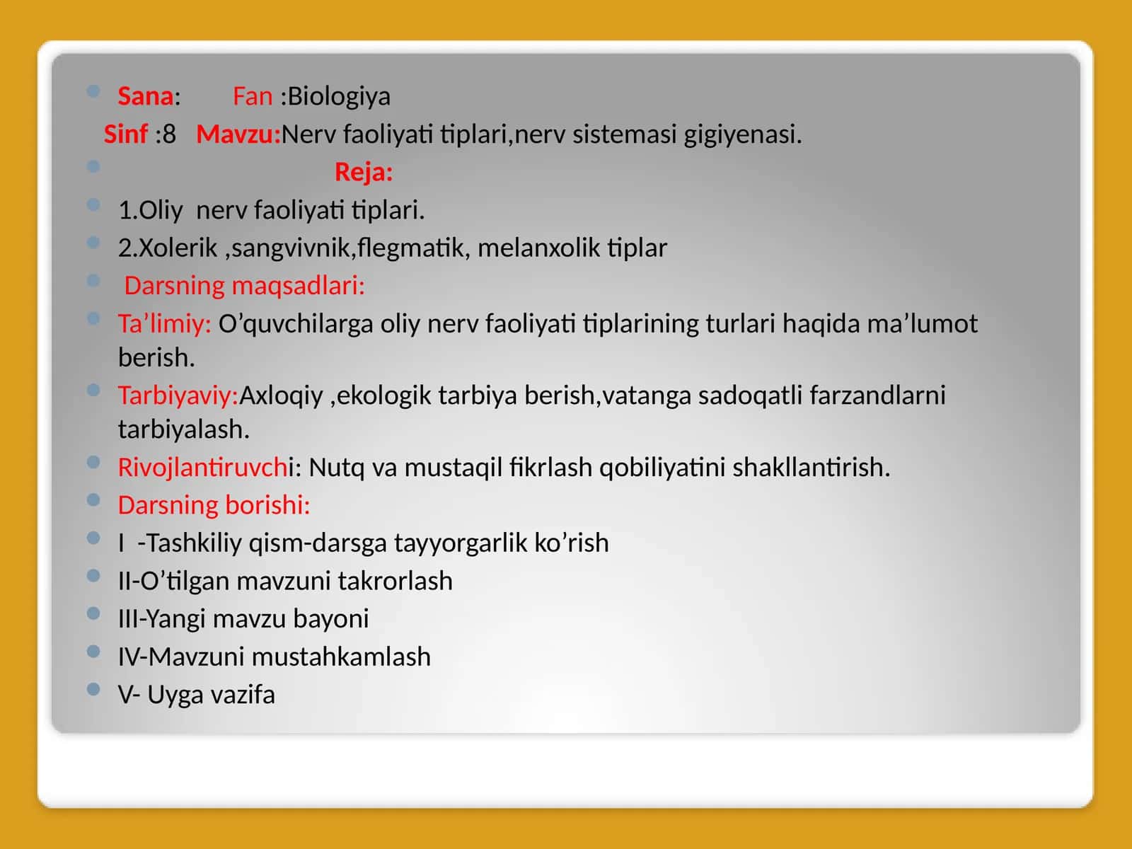 Nerv faoliyati tiplari
