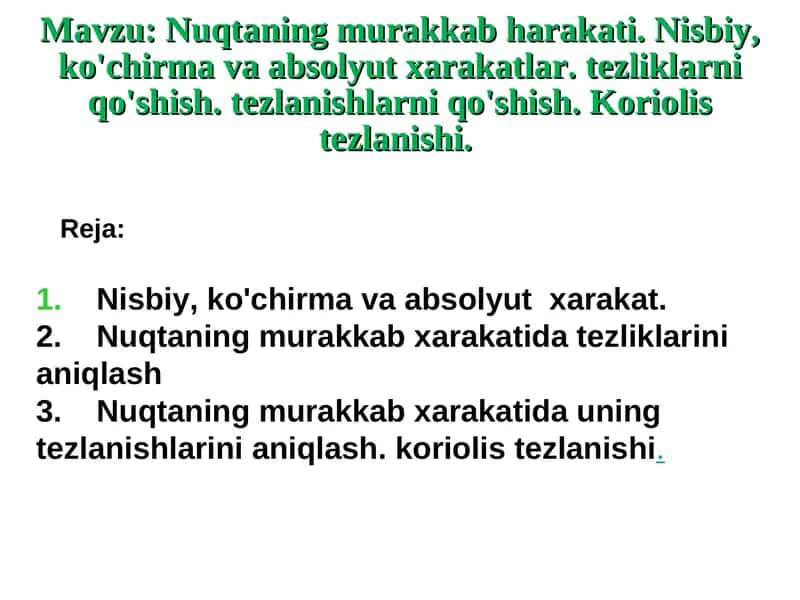 Nuqtaning murakkab harakati