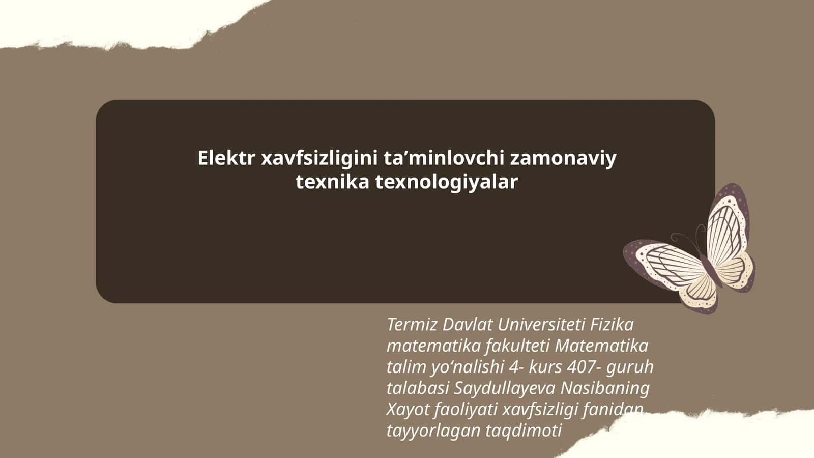 Elektr xavfsizligini taʼminlovchi zamonaviy texnika texnologiyalar