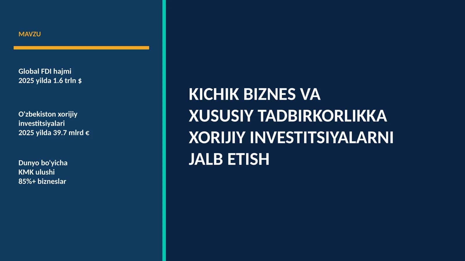 XORIJIY INVESTITSIYALARNI JALB ETISH