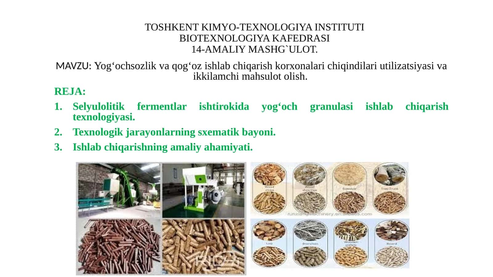 Yog‘ochsozlik va qog‘oz ishlab chiqarish korxonalari chiqindilari utilizatsiyasi va ikkilamchi mahsulot olish