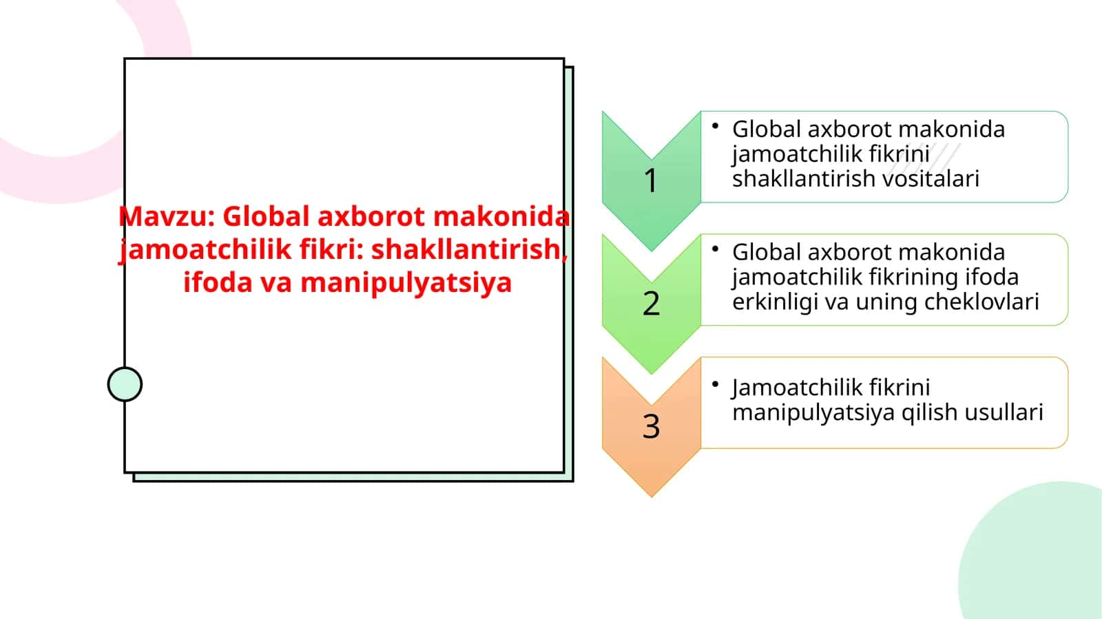 Global axborot ma'konida jamoatchilik fikri: shakllantirish, ifoda va manipulyatsiya