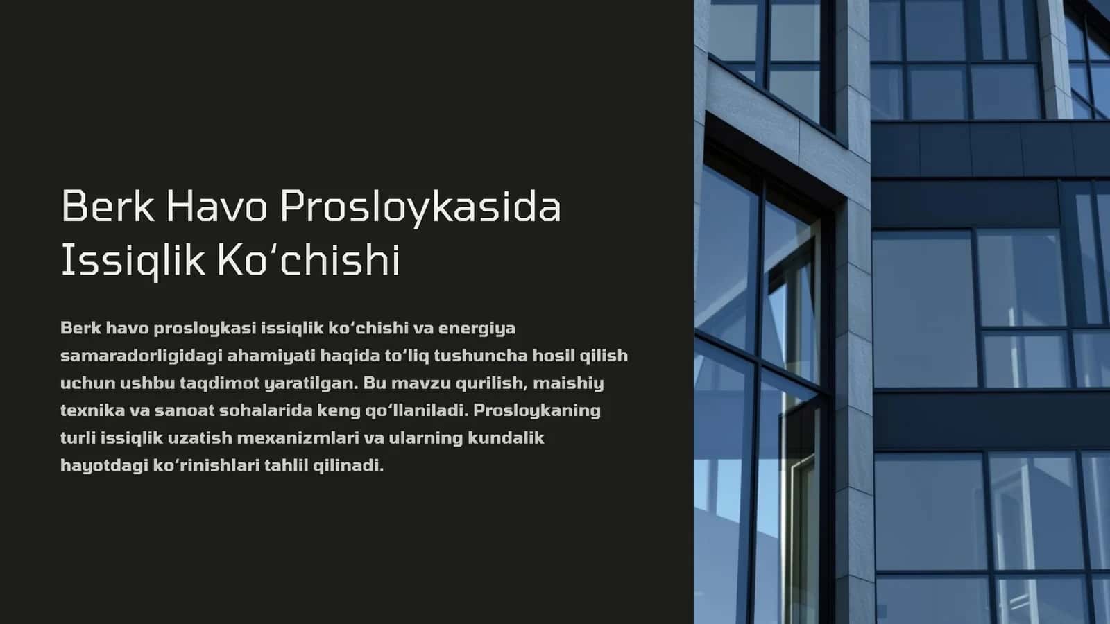 Berk Havo Prosloykasida Issiqlik Ko‘chishi