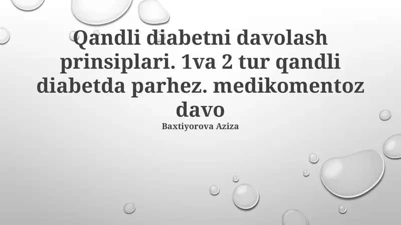 Qandli diabetni davolash prinsiplari