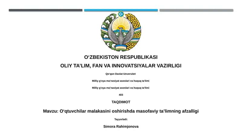 Oʻqtuvchilar malakasini oshirishda masofaviy taʼlimning afzalligi