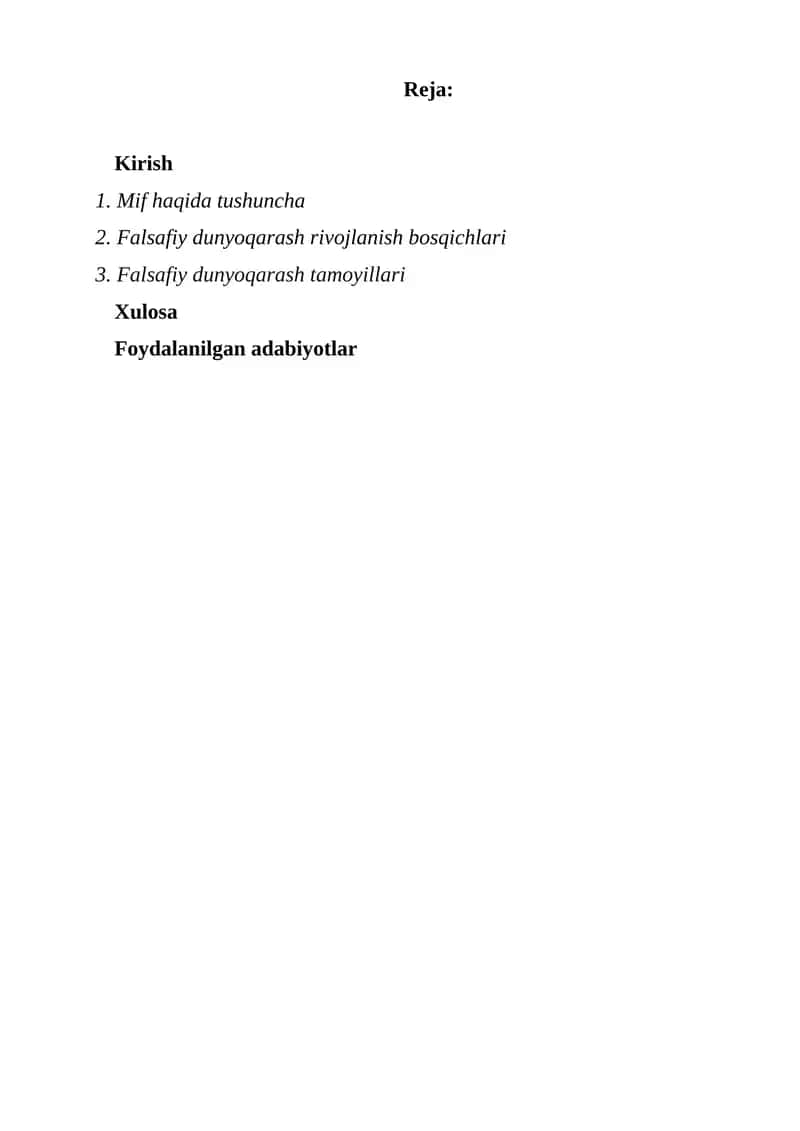Mif haqida tushuncha