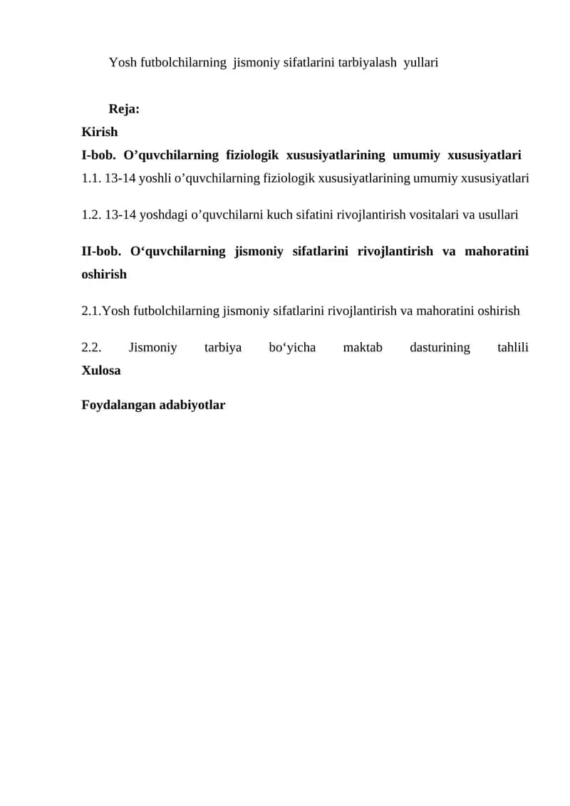 Yosh futbolchilarning jismoniy sifatlarini tarbiyalash yullari