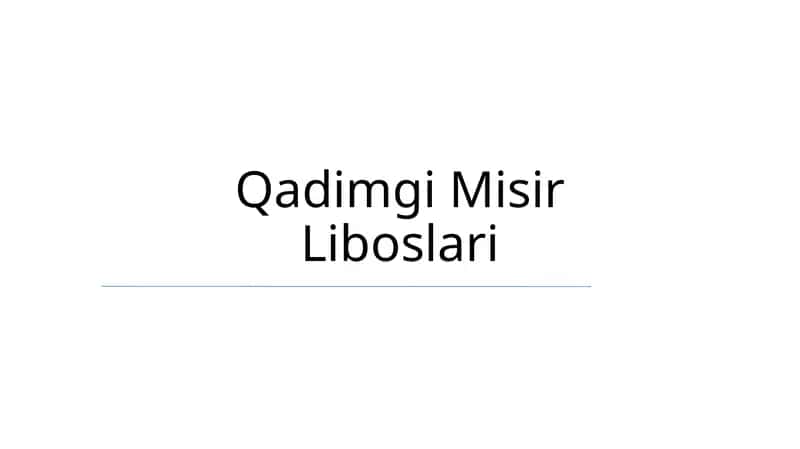 Qadimgi Misir Liboslari