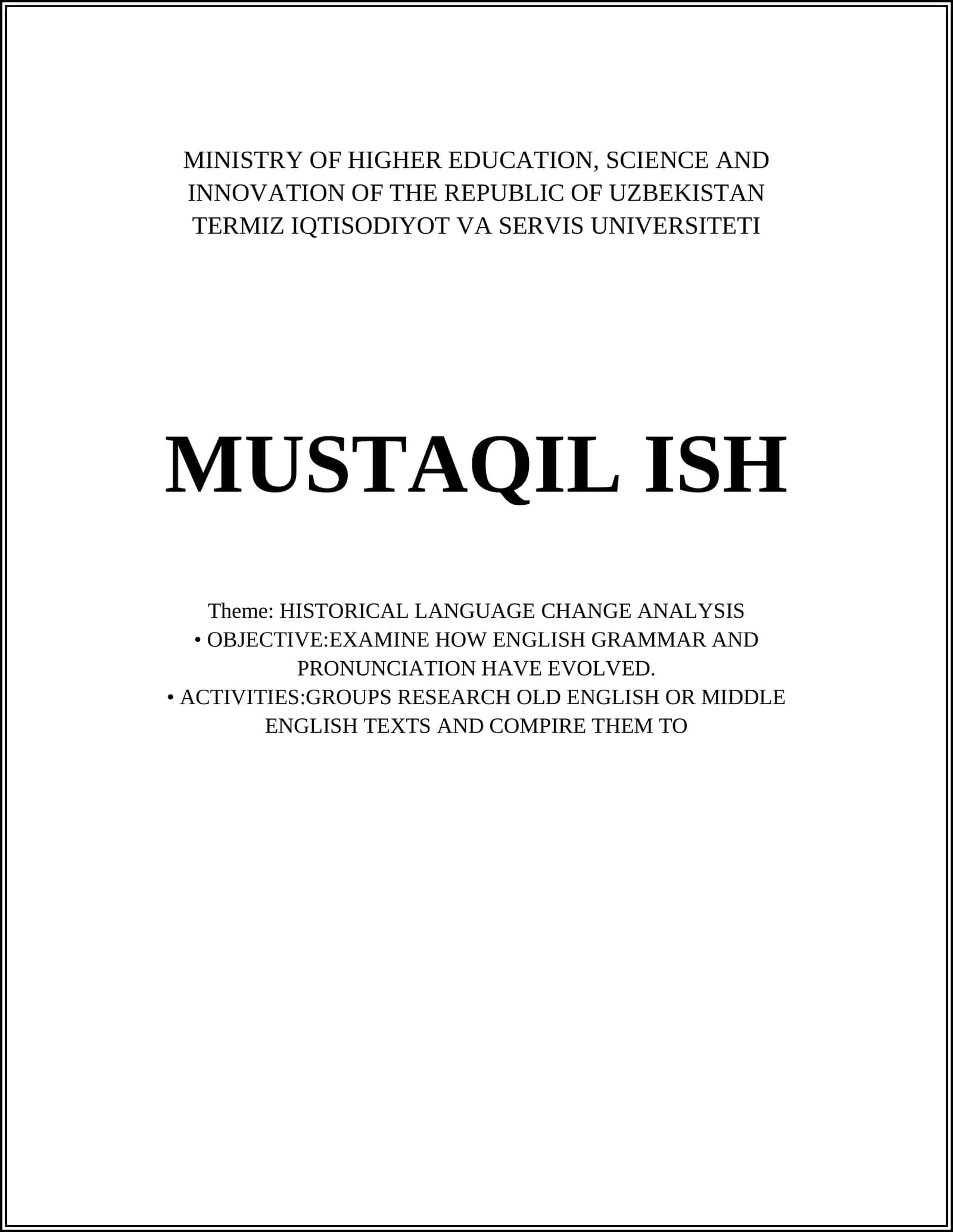HISTORICAL LANGUAGE CHANGE ANALYSIS