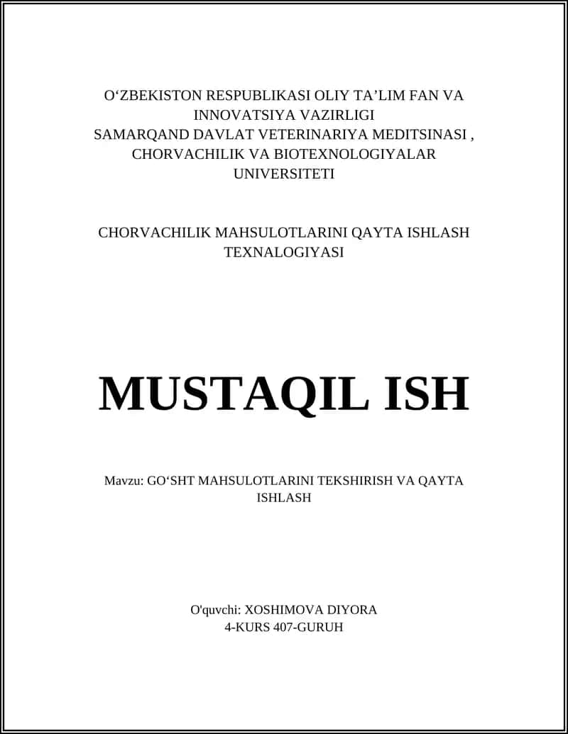 Goʻsht mahsulotlarini tekshirish va qayta ishlash