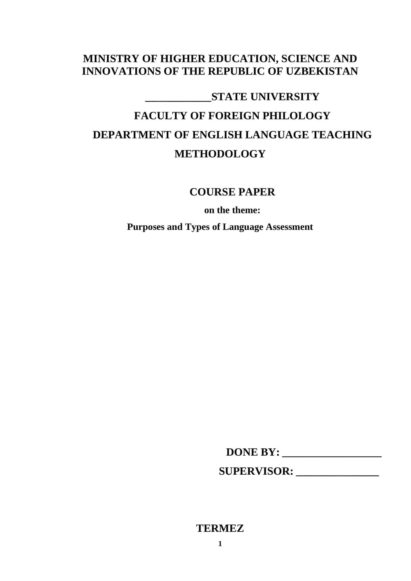 Purposes and Types of Language Assessment