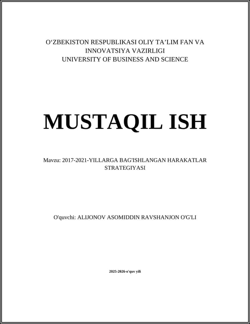 2017-2021-YILLARGA BAG'ISHLANGAN HARAKATLAR STRATEGIYASI